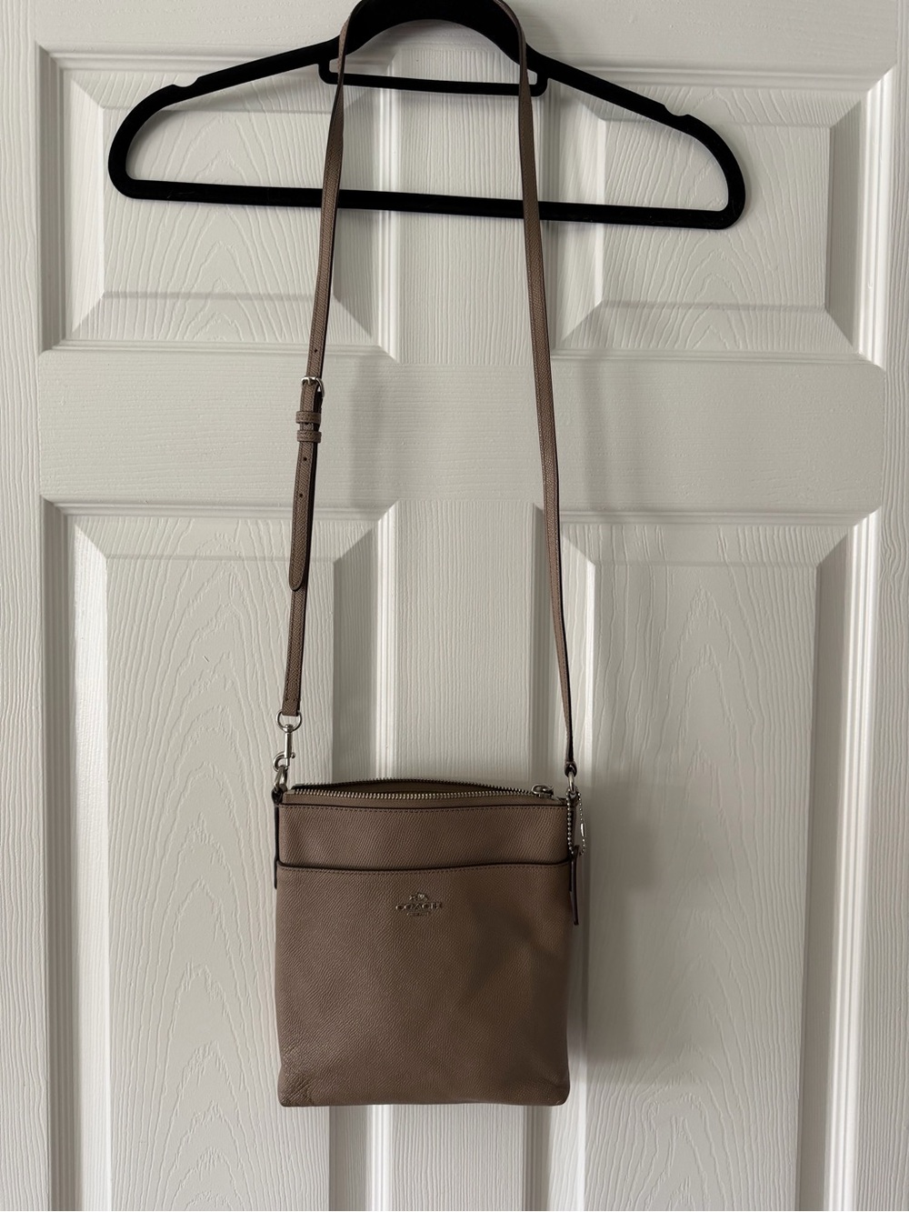 Coach Pebbled Leather Crossbody - Taupe Brown